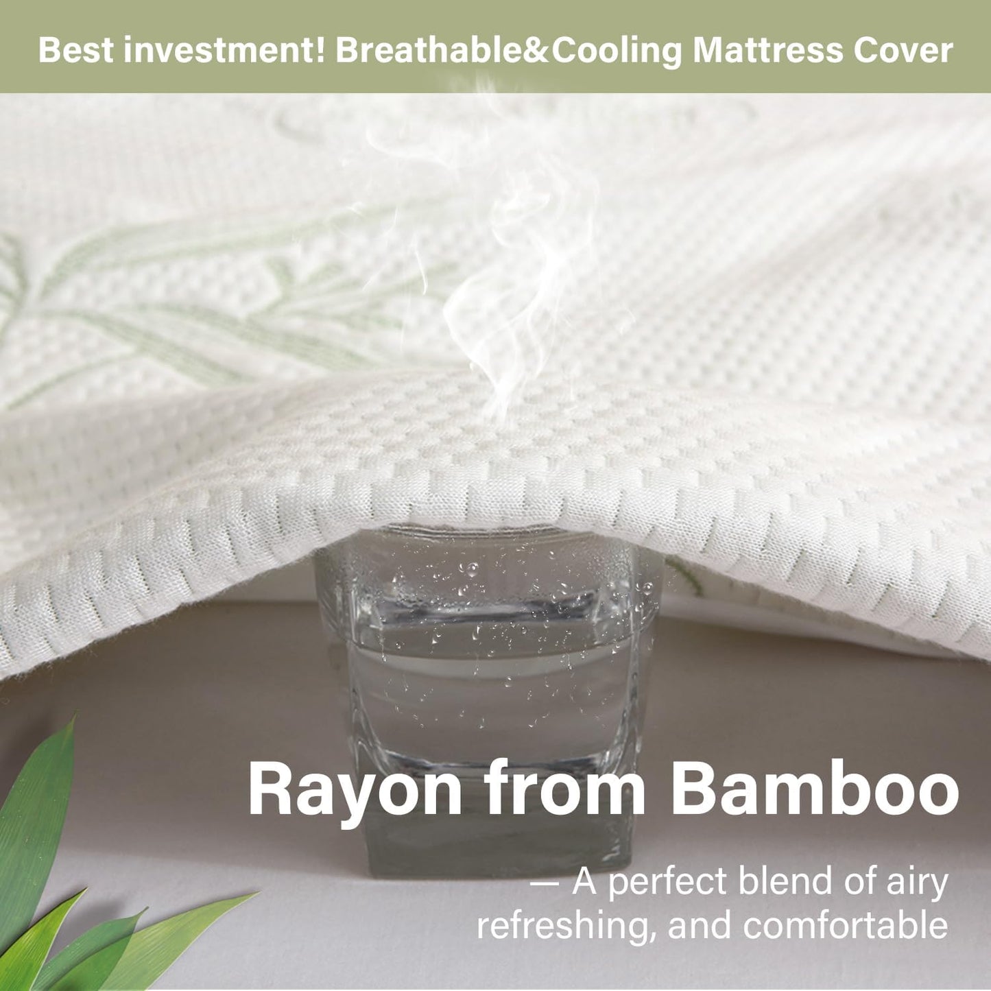 Full Size Mattress Protector Waterproof Mattress Pad Washable Bamboo Rayon Mattress Cover Breathable Noiseless Bed Protector 5" - 21'' Elastic Fitted Deep Pocket
