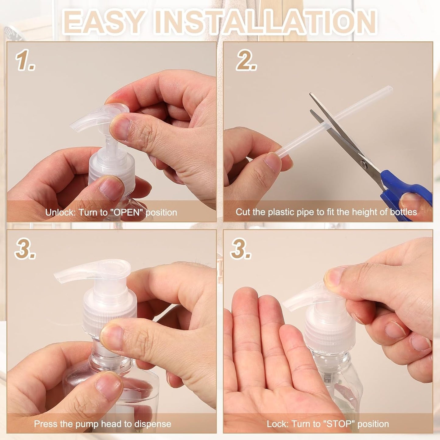 uxcell 8 Pcs Soap Dispenser Pump Heads Soap Dispensers Top Pumps Replacement Switch Pumphead for Standard 24/411 Neck Size Lotion Shampoo Bottle, White