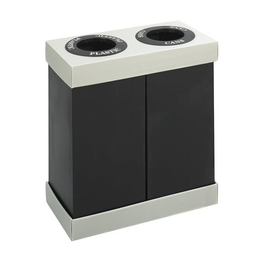 Safco Trash Can Recycle Bin Combo, 28 Gallon Each (2 Bin), At Your Disposal Recycling Center, Black/Grey