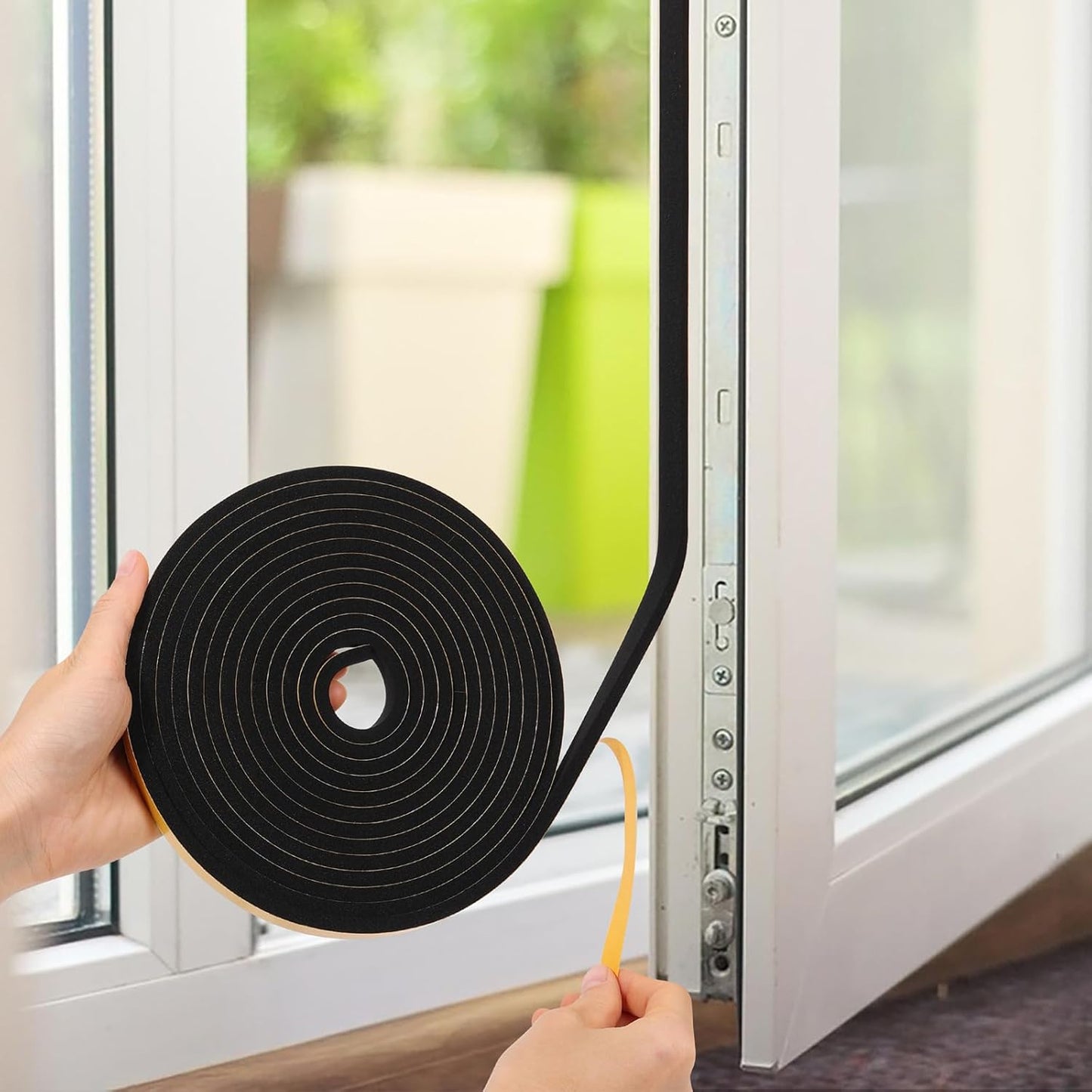 Weather Stripping Seal (2 Inch X 1/4 Inch) for Door Window, 16Feet High Density Foam Tape, Soundproofing, Insulation Strip, Door Sealers for Door Frame- Black