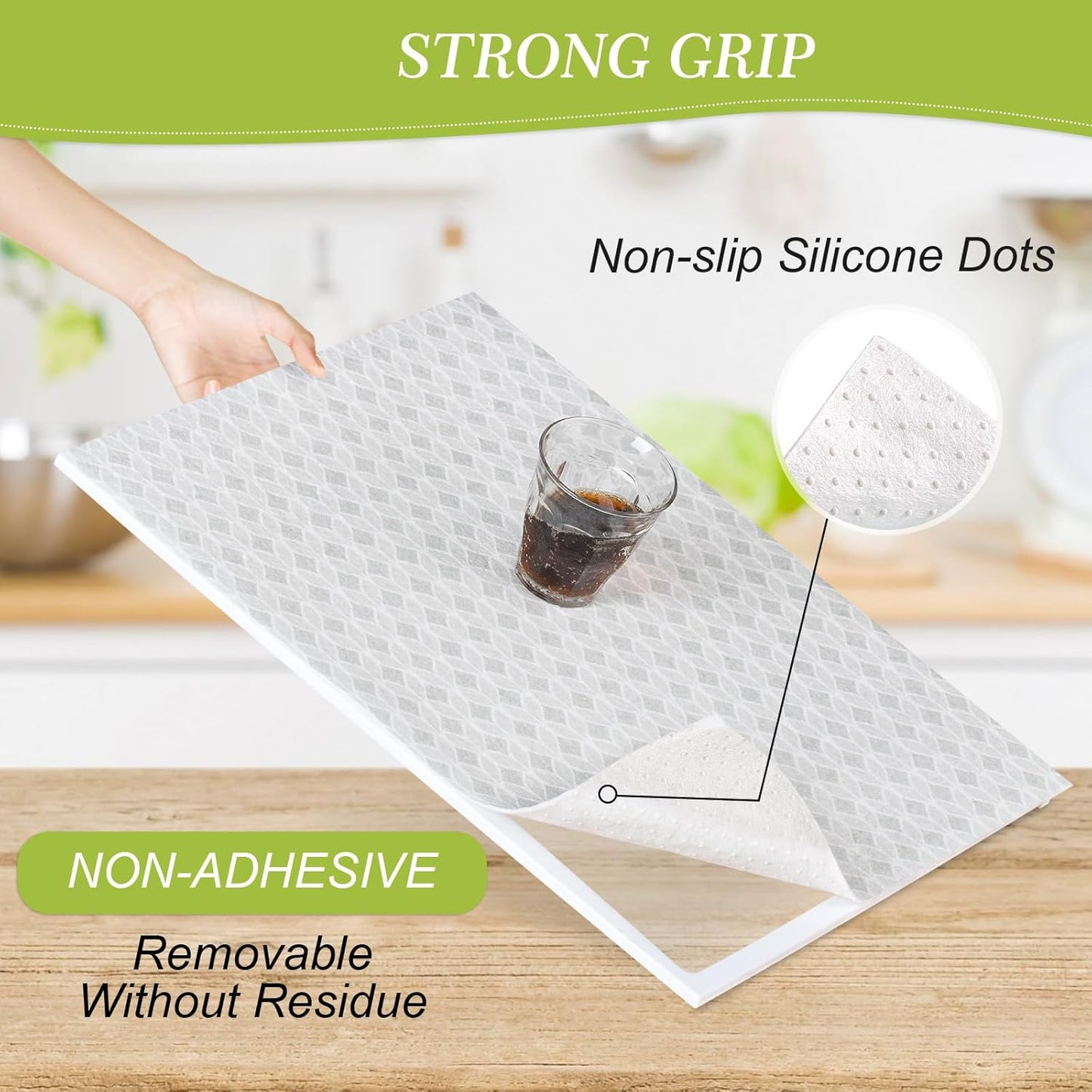 Cooyes Refrigerator Liners 17.7" x 24", Absorbent Strong Grip Fridge Liners Washable, Fridge Shelf Liner for Kitchen Cabinets, Non-Adhesive Refrigerator bin Liners and Mats