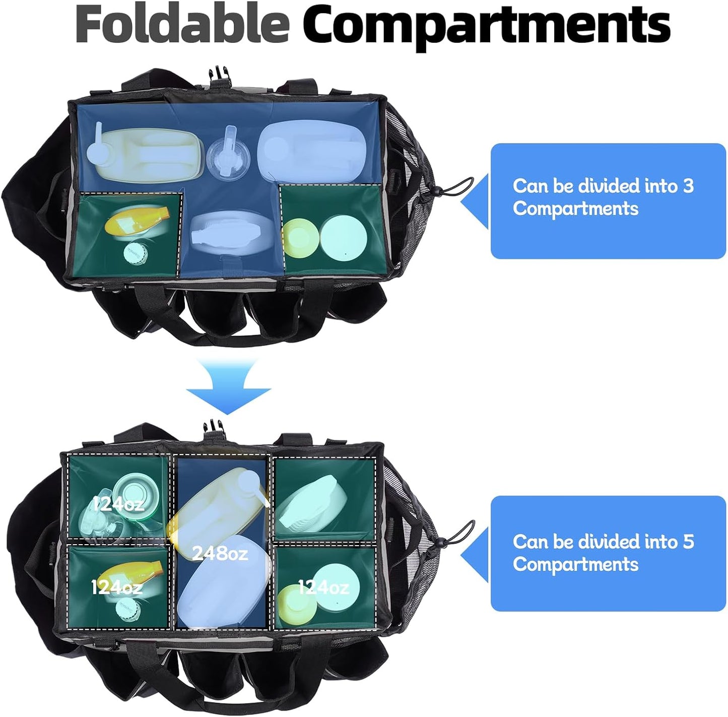 Large Cleaning Supplies Bags for Housekeepers, Professional Wearable Cleaning Supply Caddy for House Cleaners Detail Car Cleaning Supplies Organizer Tote with Handle, Grey