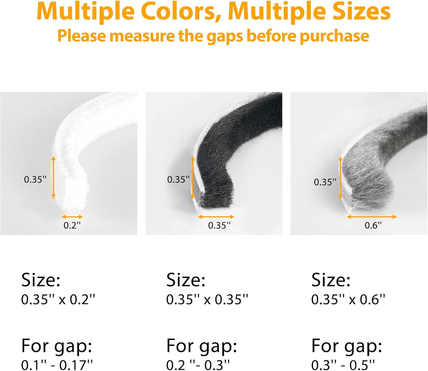 39.4FT Brush Weather Stripping, Neat Pile Self Adhesive Seal Strip for Windows and Door, Weatherstrip for Soundproofing, Windproof, Dustproof, Stronger Stickiness, 0.35'' Wide x 0.2'' Thick, Grey