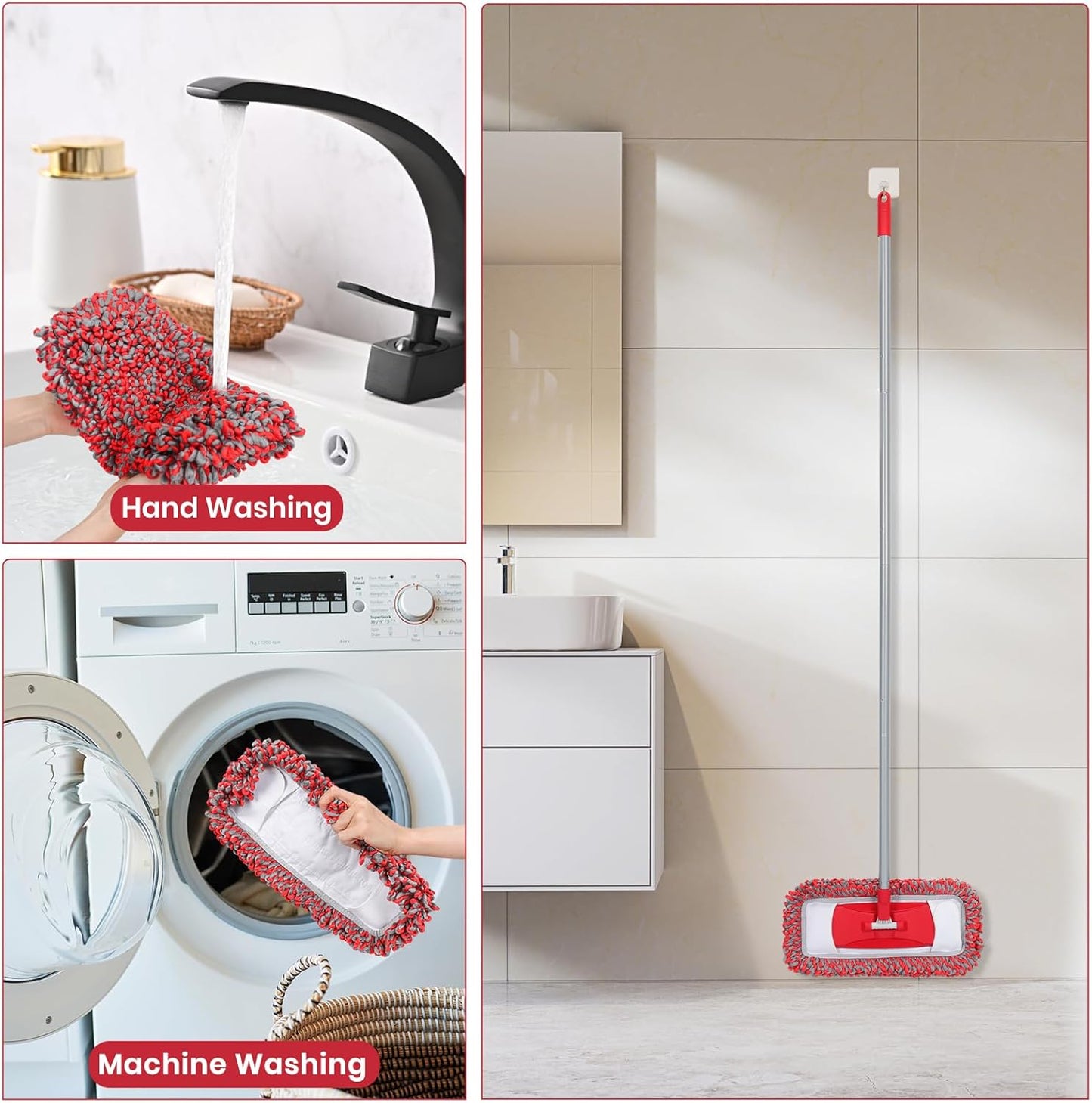 MAVRIZ Dust Mops for Hardwood Floors Cleaning Washable Wet and Dry Mop with 58" Long Handle, Microfiber Mop for Laminate, Vinyl, Wood, Tile Floors