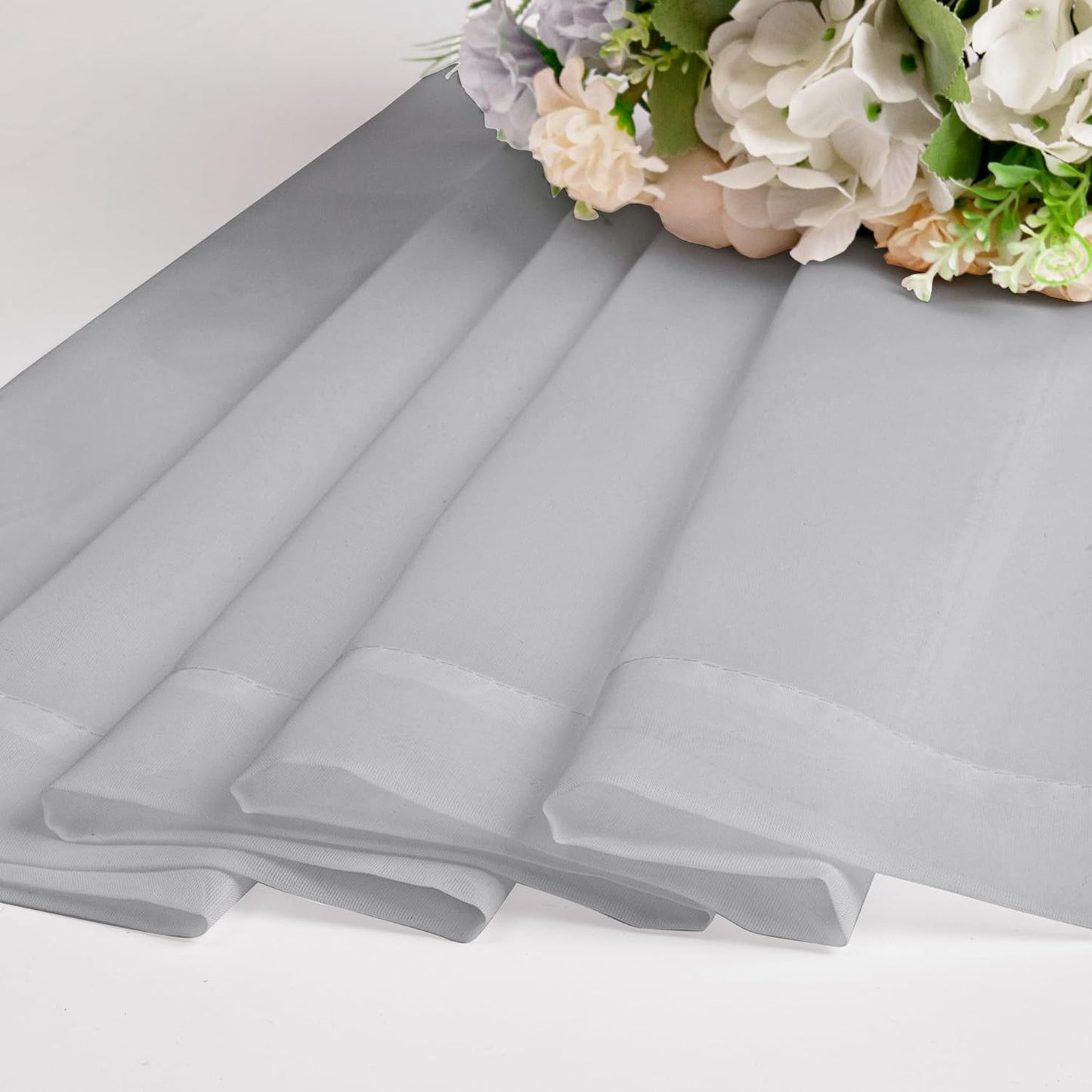 Chyhomenyc Light Grey Sheer Curtains 84 Inch Length 2 Panels, Light Filtering Soft Airy Voile Rod Pocket Sheer Window Drapes for Bedroom Living Room, Each 42Wx84L Inches