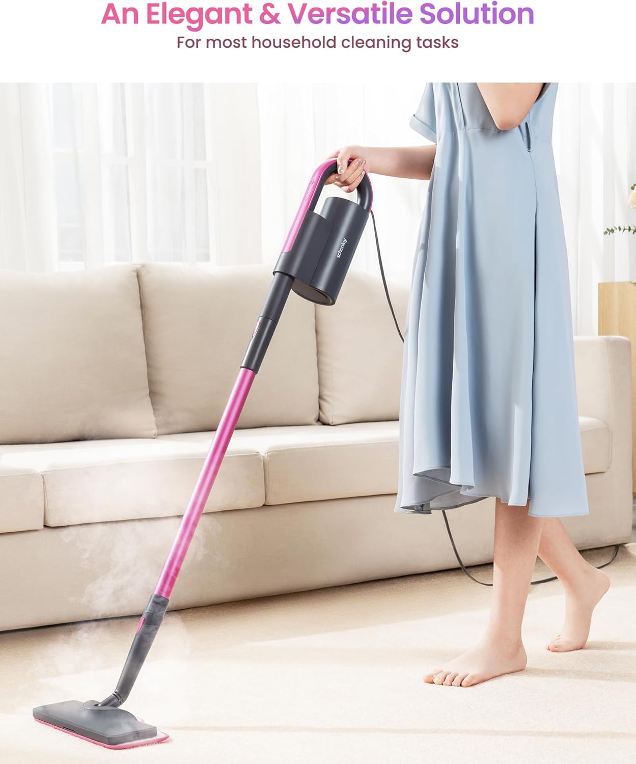 Schenley Steam Mop Cleaner with Detachable Handheld Steamer for Cleaning Hardwood, Laminate Floor, Tiles and Grout, with 13-in-1 Multi-purpose Accessories and Washable Microfiber Pads