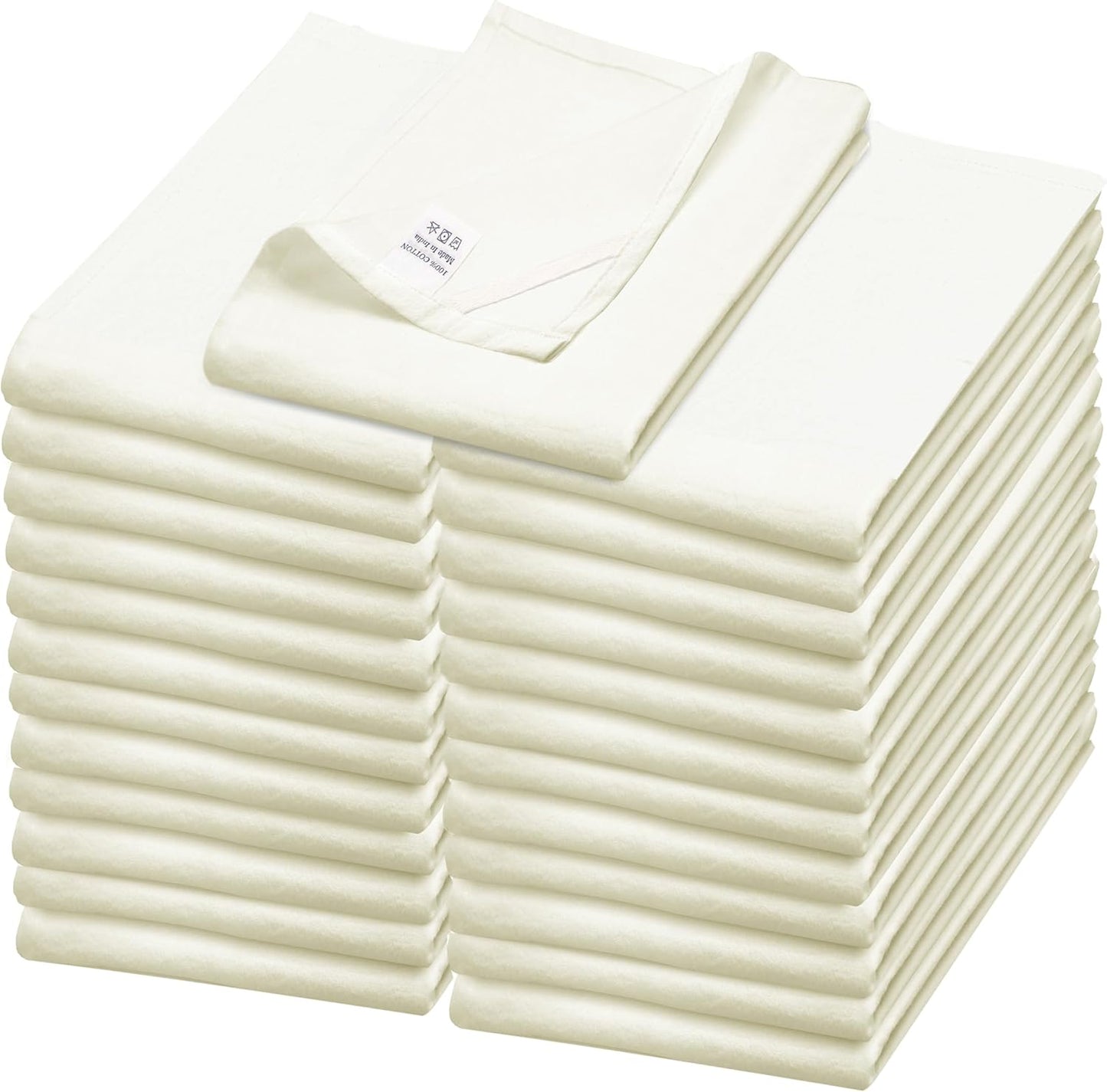 WHITEWRAP Flour Sack Towels| Tea Towel for Crafts| Kitchen Dish Cotton Blank Towel for Embroidery|Baking Bread Proofing Linen Cover| Thick Absorbent Quick Dry| 24 Pack 18"x28"Natural