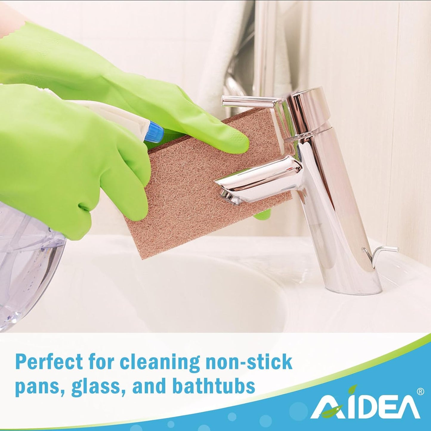 AIDEA Non-Scratch Natural Scouring Pads, Dish Scrubber Pads for Household and Kitchen, Cellulose Multipurpose Scour Pads for Cleaning -Natural Sisal Fibers, 24 Pack, 5.5in*3.5in