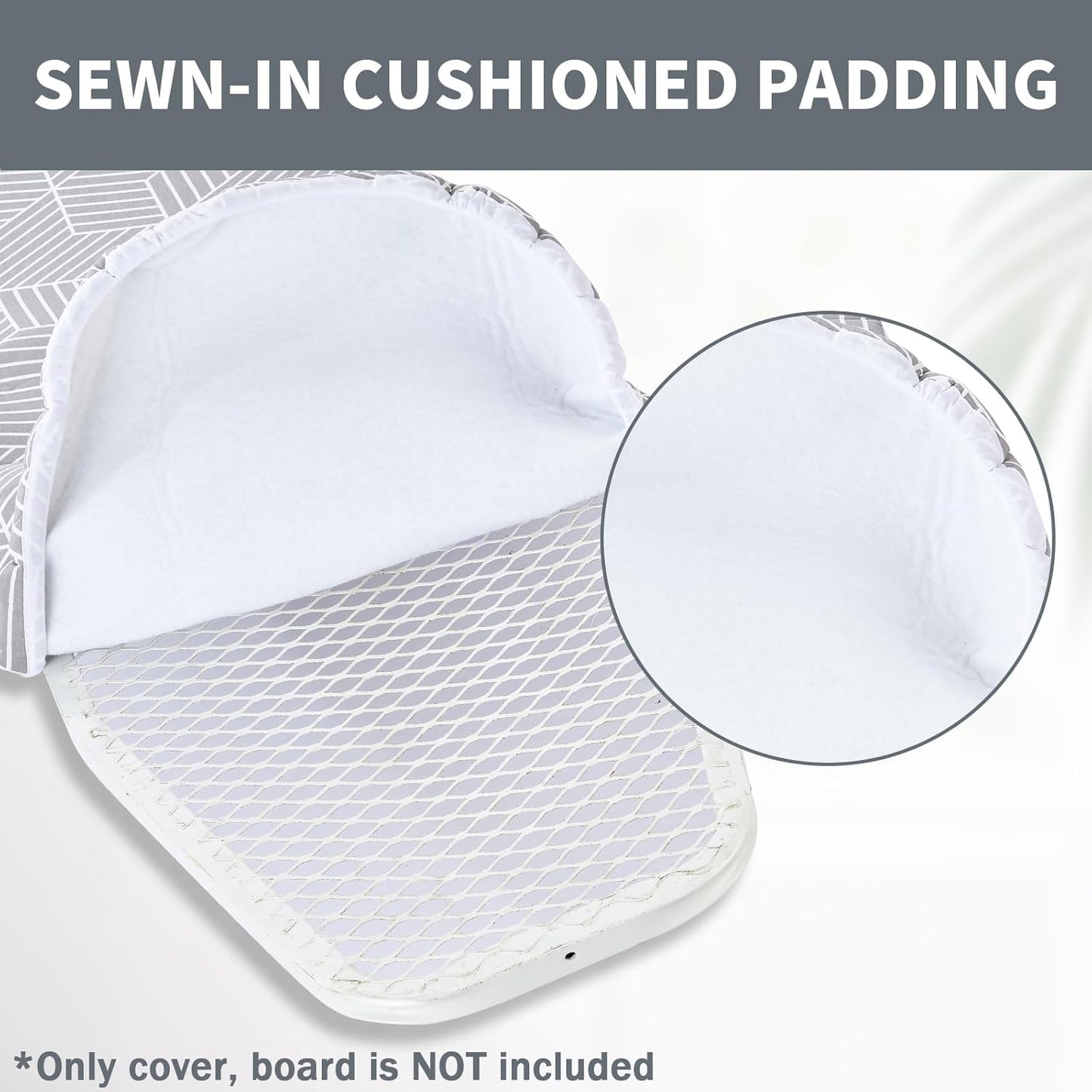 Seiritex Over The Door Ironing Board Cover 14 x 42 inch, Thick Padding and Heat Reflective with Hook and Loop Fasteners, 3 Layers Iron Board Cover (Gray Cube)