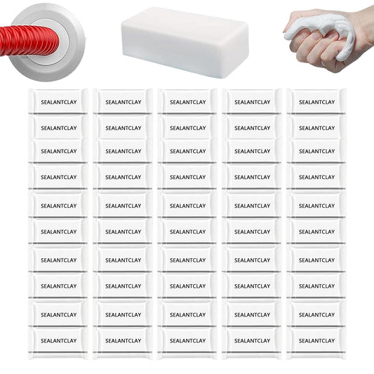 Pack of 50 White Seal Putty Waterproof Duct Seal Repair Sealing Clay, Quick Mending Mud for Drain Connection, Wall Hole, Air Conditioning Hole