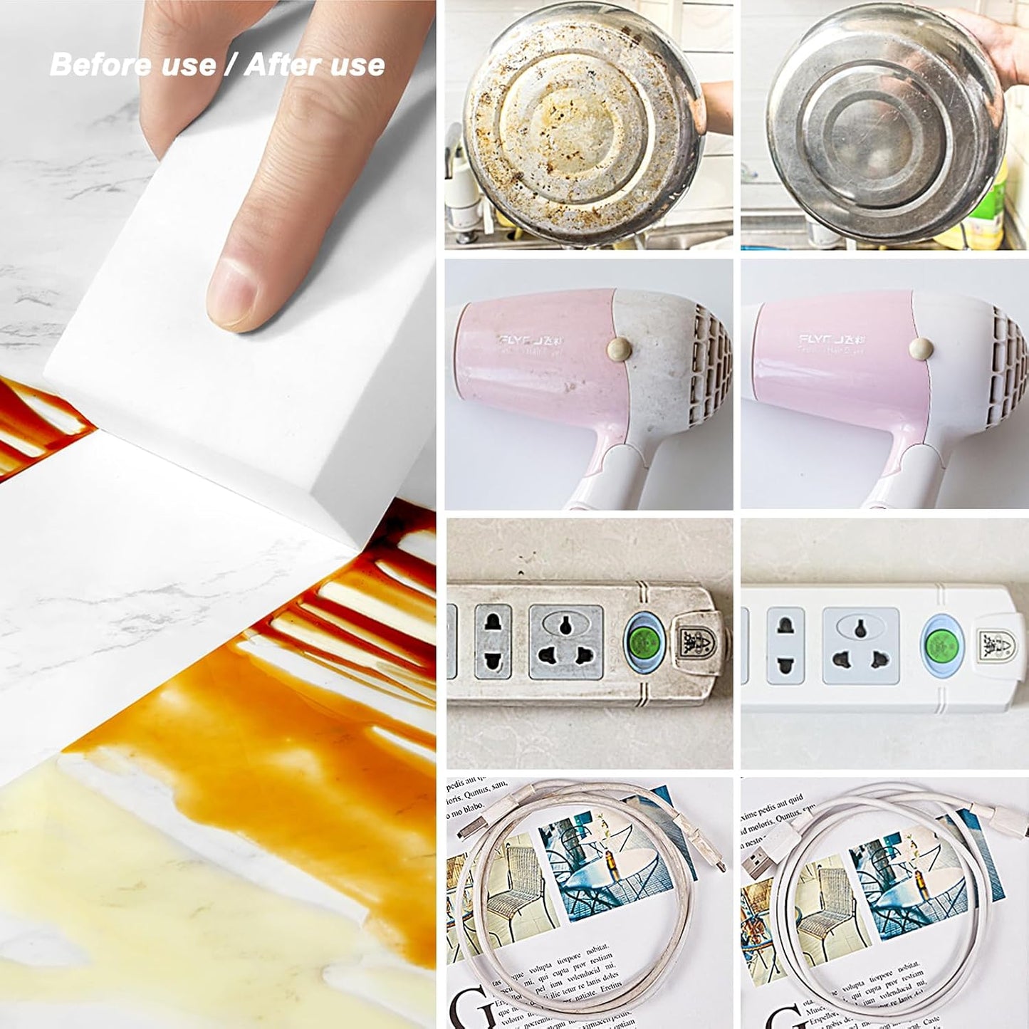 50 Pack Melamine Sponges, Magic Sponge Eraser, Durable Multi-Purpose Premium Melamine Foam Eraser for All Oil Stains, Coffee Cup Stains, Bathroom, Kitchen, Leather, Shoes, Walls, car interiors.