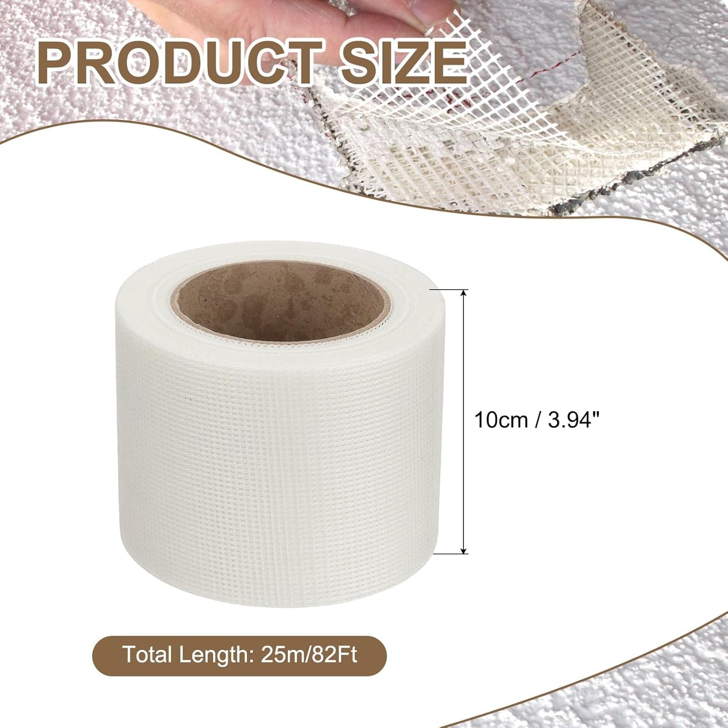 PATIKIL Drywall Repair Mesh Tape, 4 inch x 82 ft Fiberglass Repair Patch Self-Adhesive Dry Wall Joint Tape 12 Mesh Wall Hole Crack and Seam Patch, White