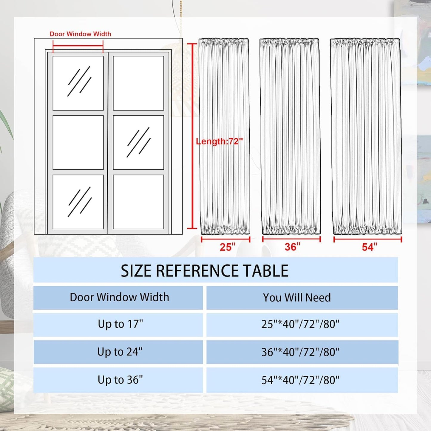 DWCN French Door Curtains – Rod Pocket Thermal Blackout Curtain for Doors with Glass Window, Kitchen and Patio Doors for Privacy, 54 X 72 Inches Long, 1 Curtain Panel with Tieback, Light Sage