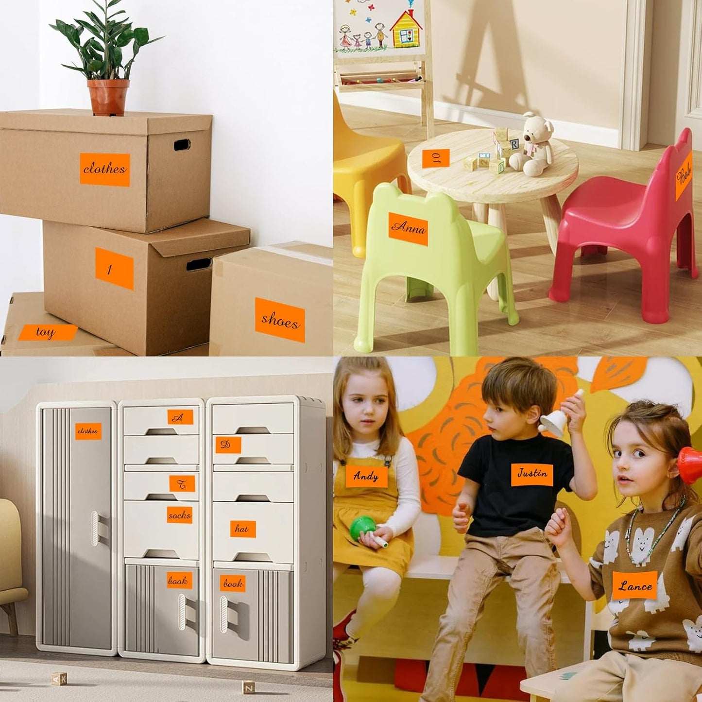 STARLIBOO Neon Colored Labels Stickers 3 x 2 Inch, Rectangle Moving Labels Stickers, 250Pcs Garage Sale Price Stickers, Adhesive Moving Labels for Boxes- Fluorescent Orange