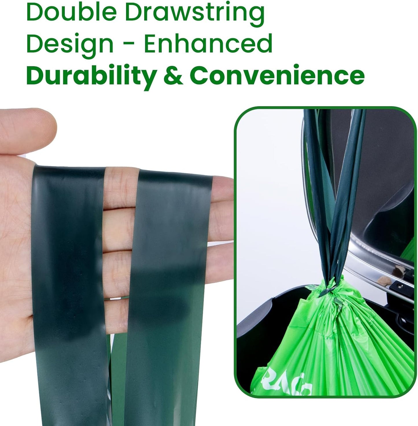13 Gallon Compostable Trash Bags Liners Drawstring, Heavy Duty Extra Thick 1 Mil, 49.21 Liter, 35 Bags, Tall Kitchen Food Scrap Waste Bag, ASTM D6400