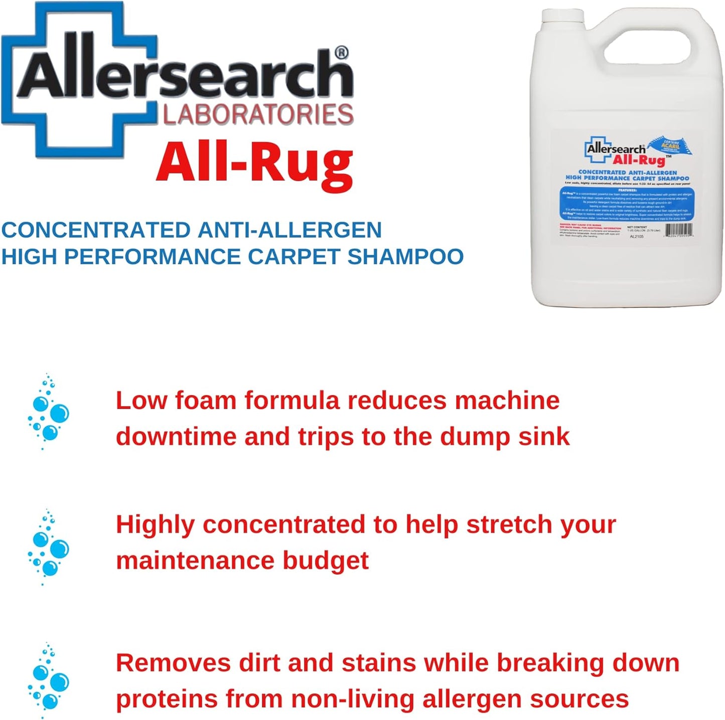 Allersearch All-Rug Anti-Allergen Concentrated Carpet Shampoo 1 Gallon (128 Oz)