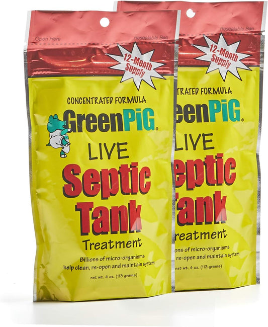 GREEN PIG Septic Tank Treatment - 8 Pods, Septic Safe Clog Remover, Prevents Expensive Septic Tank and Drain Field Failures, 2-Year Supply