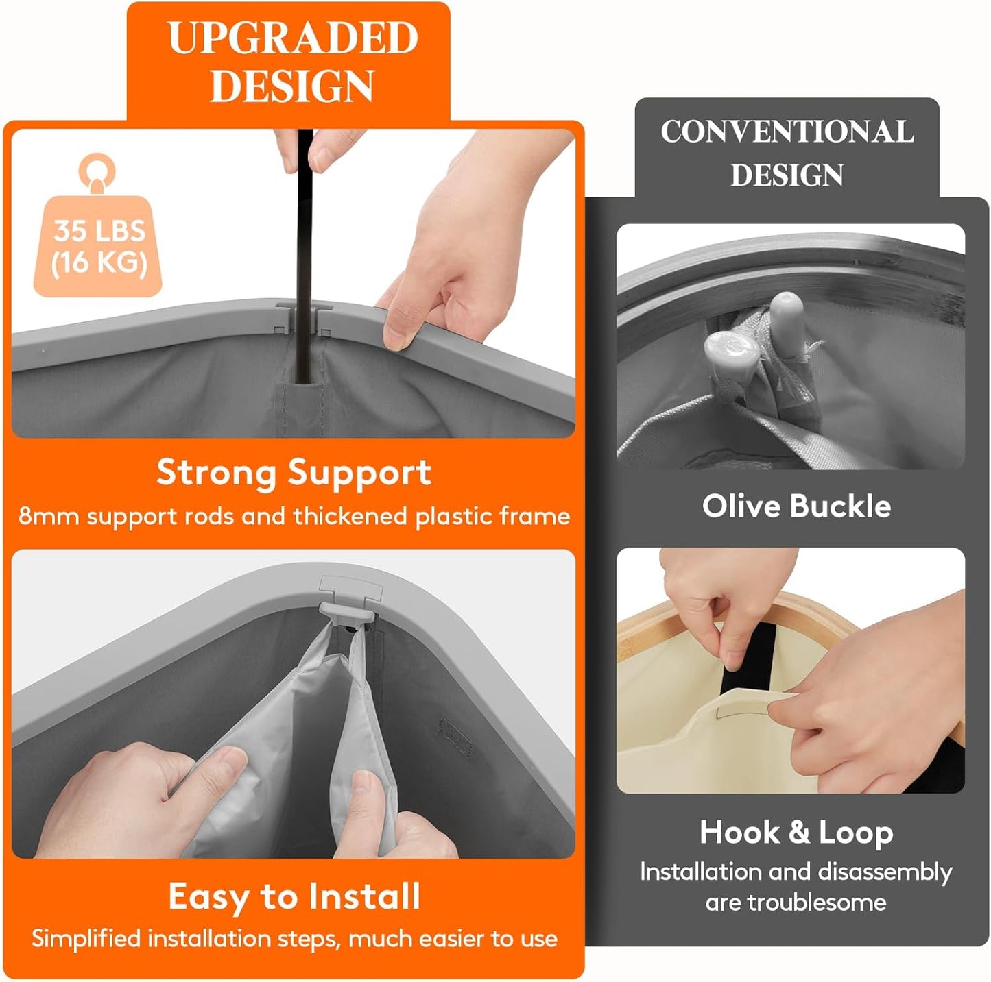 Lifewit 75L Slim Laundry Basket with Lid, Narrow Large Laundry Hamper with Plastic Handles and Removable Bag, Tall Foldable Dirty Clothes Hampers for Laundry Room, Bedroom, Bathroom, Dorm, Gray