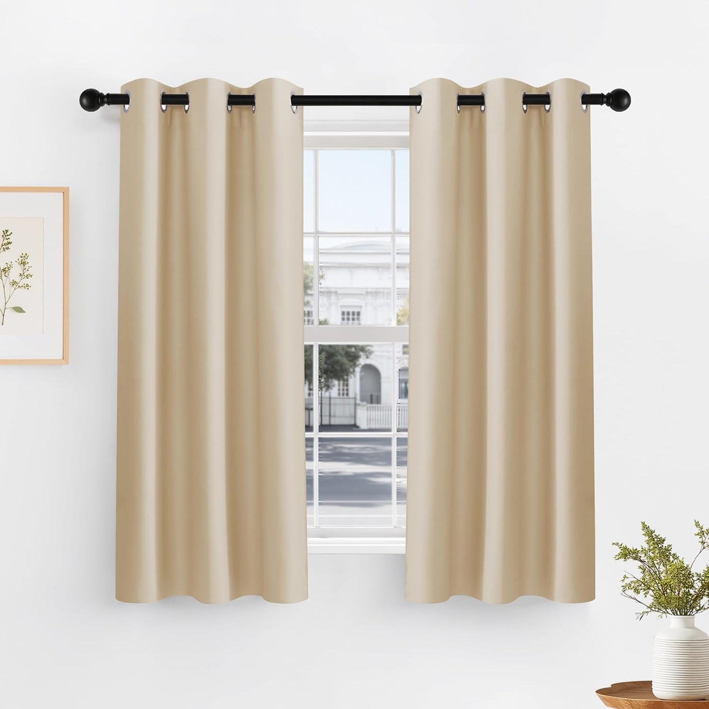 PONY DANCE Biscotti Beige Blackout Curtains 42x60 Inches for Bedroom - 2 Panels Room Darkening Curtains with Soundproof and Thermal Features. Grommet Window Drapes Ideal for Living Room