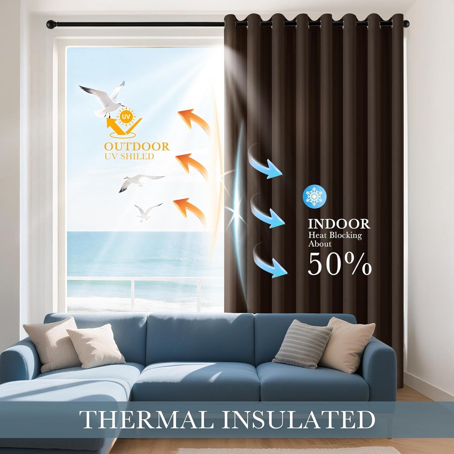 PONY DANCE Blackout Small Curtains 36 inch 2 Panels Set, Room Darkening Short Window Drapes Thermal Insulated Cafe Curtains for Kitchen Dorm Transit Van(2 Panels, W 34 x L 36 inches, Chocolate Brown)