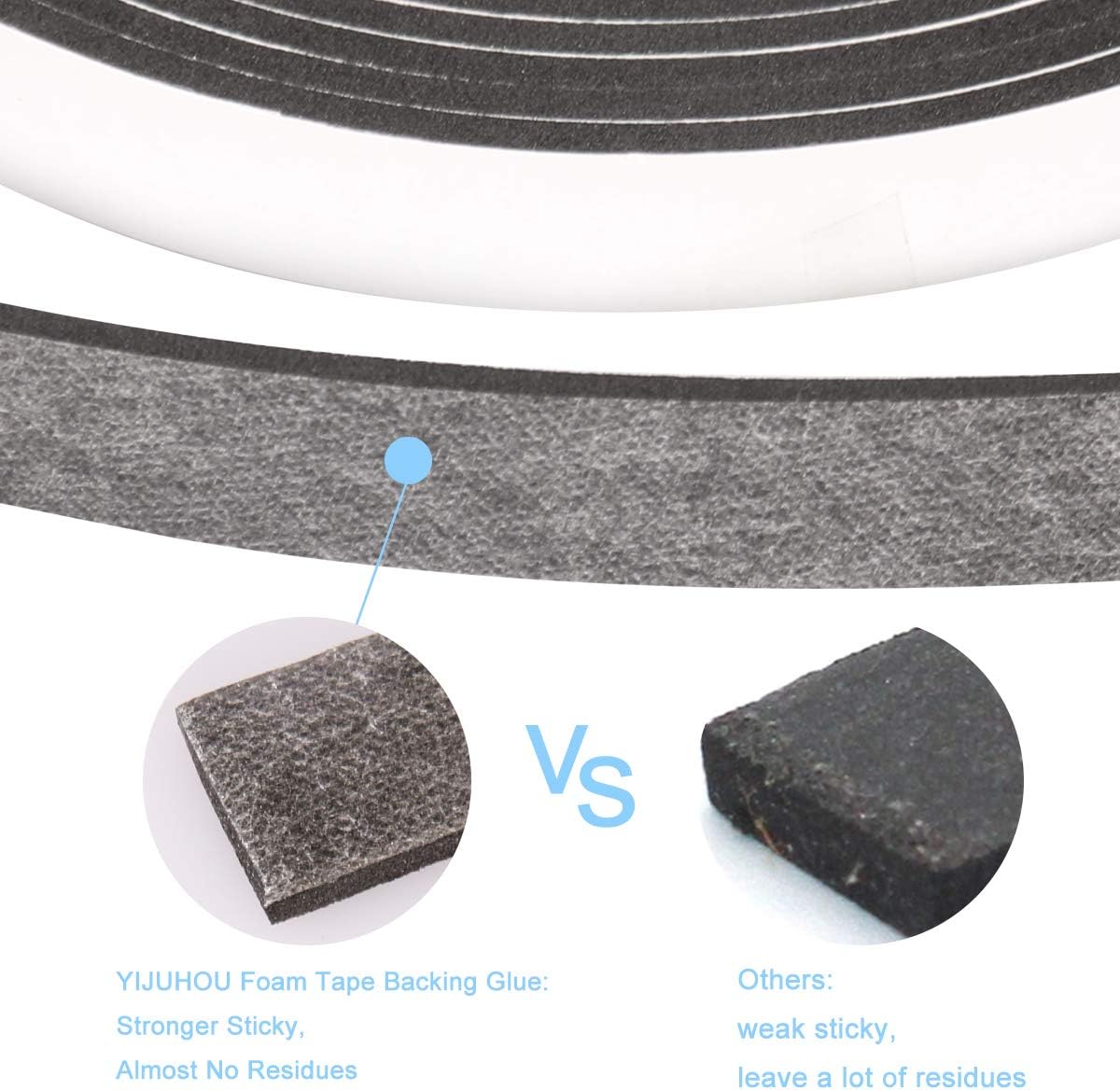 Foam Seal Tape 26 Feet Long, 1/2 Inch Wide x 1/8 Inch High Density Foam Strip Weather Stripping for Door and Window Insulation