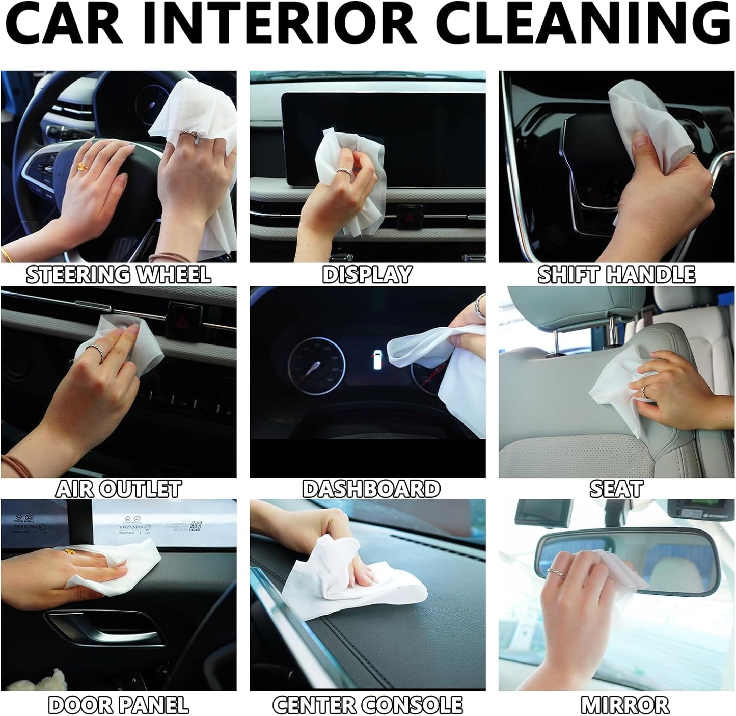 Car Interior Cleaning Wipes, All-Purpose Cleaning Wipes, Cleaning Wipe for Interior Auto Detailing, Multi-Purpose Automotive Wipes for Leather, Dashboard, Steering Wheel, Sofa, etc. 3packs.(60PCS)
