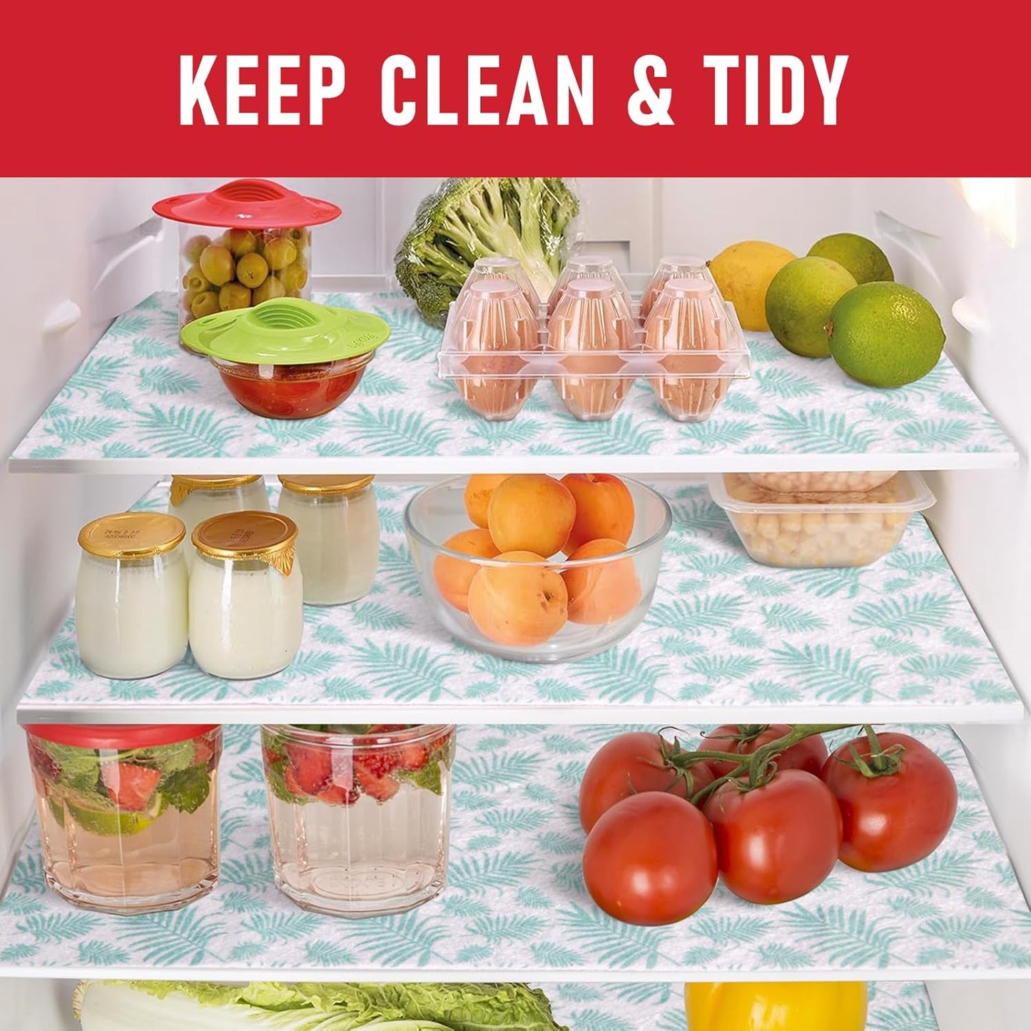 Cooyes 6 Pack Refrigerator Shelf Liners for French Door Fridge, 17.7" × 36" Extra Large, Non-Slip Fridge Mats Machine Washable, Refrigerator Drawer Liner for Glass Shelves Kitchen Cabinet