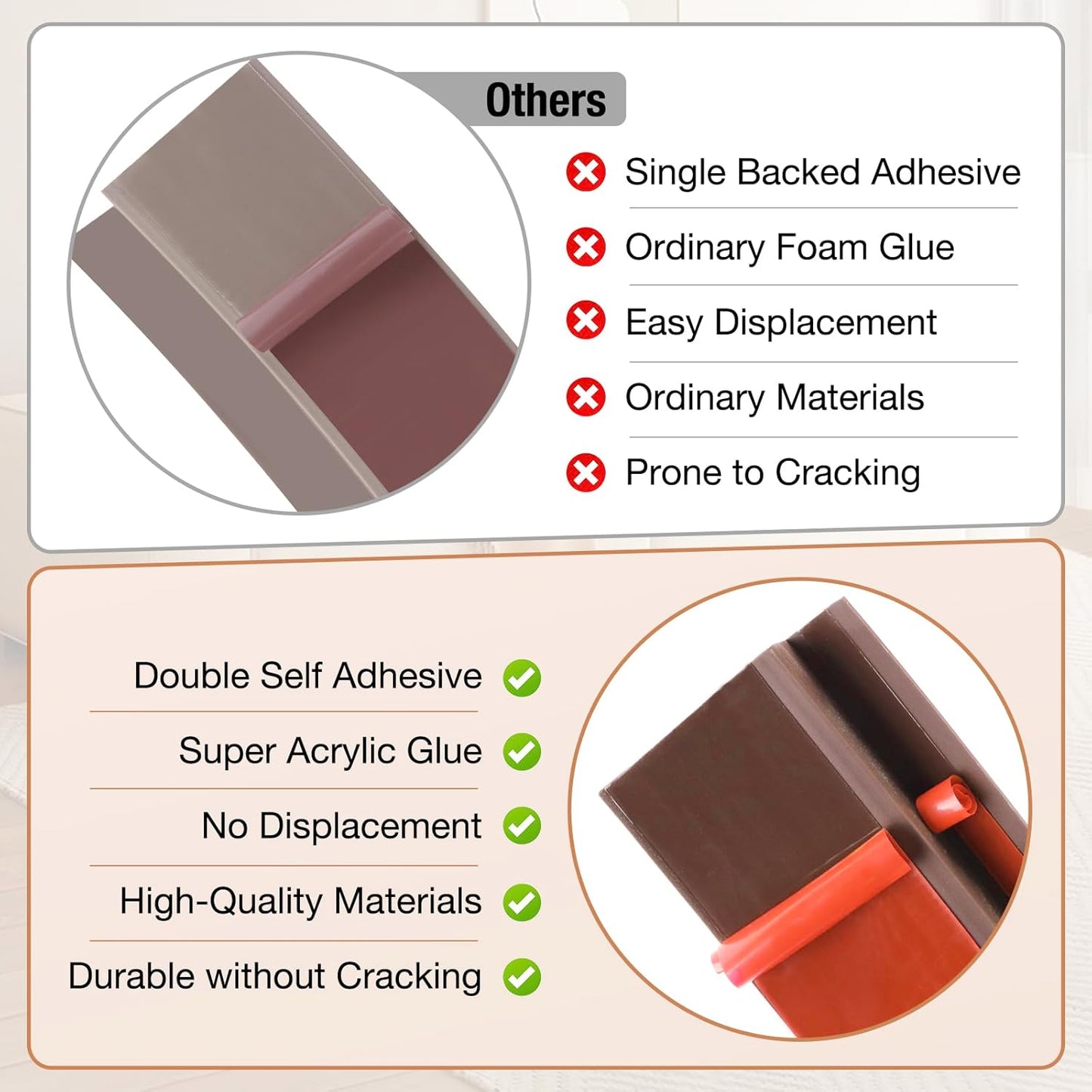 Floor Transition Strip Self Adhesive Vinyl Door Threshold for Doorways Carpet Edging Trim Overlap Edge Reducer for Laminate Floor, Carpet, Tile (Brown, 3/5" to 4/5", 6.6Ft)