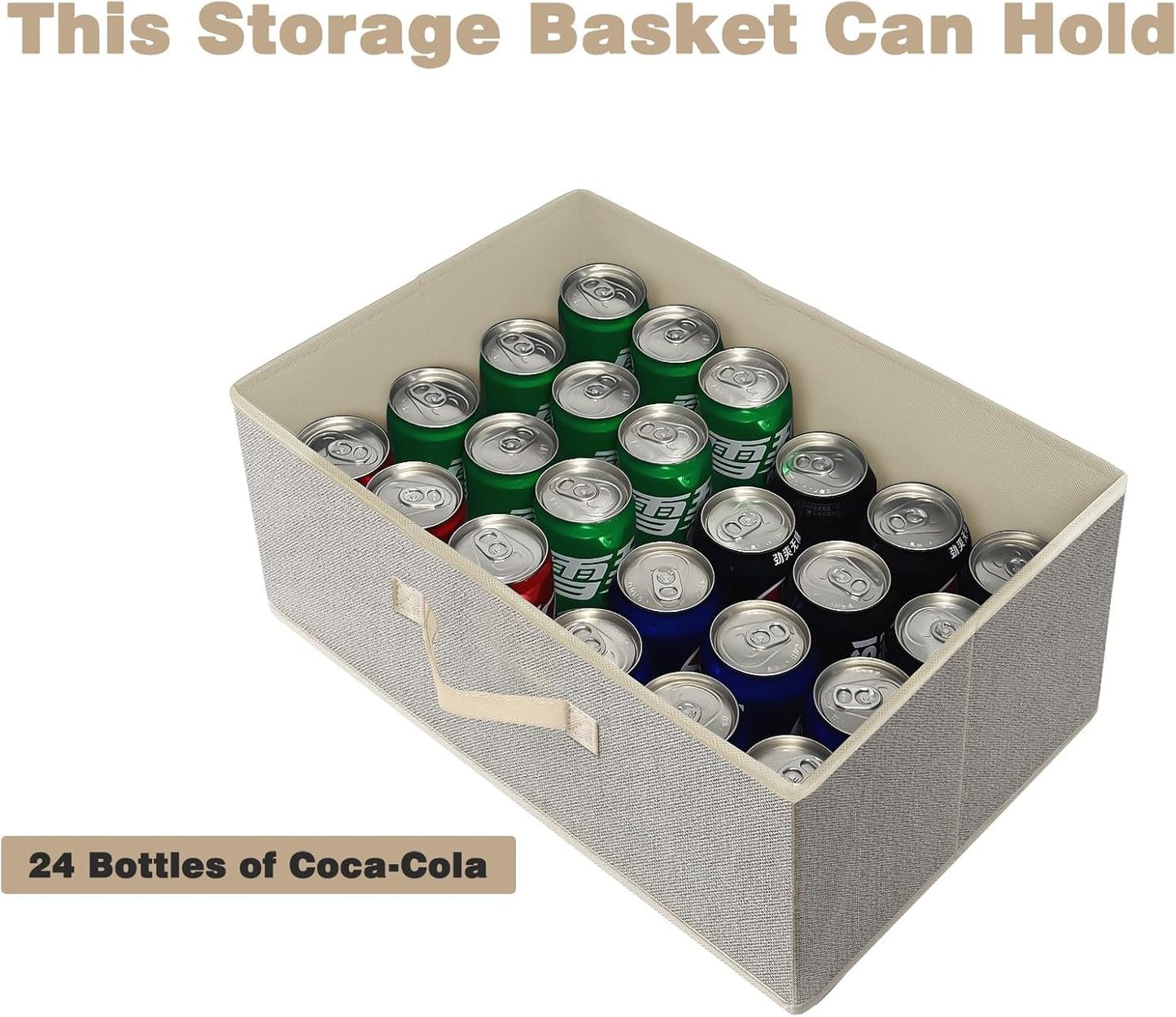 Storage Baskets, 15.7-Inch Woven Fabric Bins, Storage Cubes with Reinforced Handles, Organizer Bins for Closet Shelves, Foldable, for Toys, Clothes, Natural Beige (3PCS/Beige-15.7*11*7.8inch)