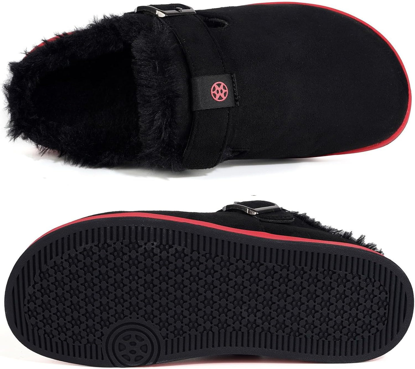 Fur Lined Clogs for Women Men Suede Winter Slippers Arch Support Slip on Mules Potato Shoes with Removable Cushion Footbed Warm Home House Shoes