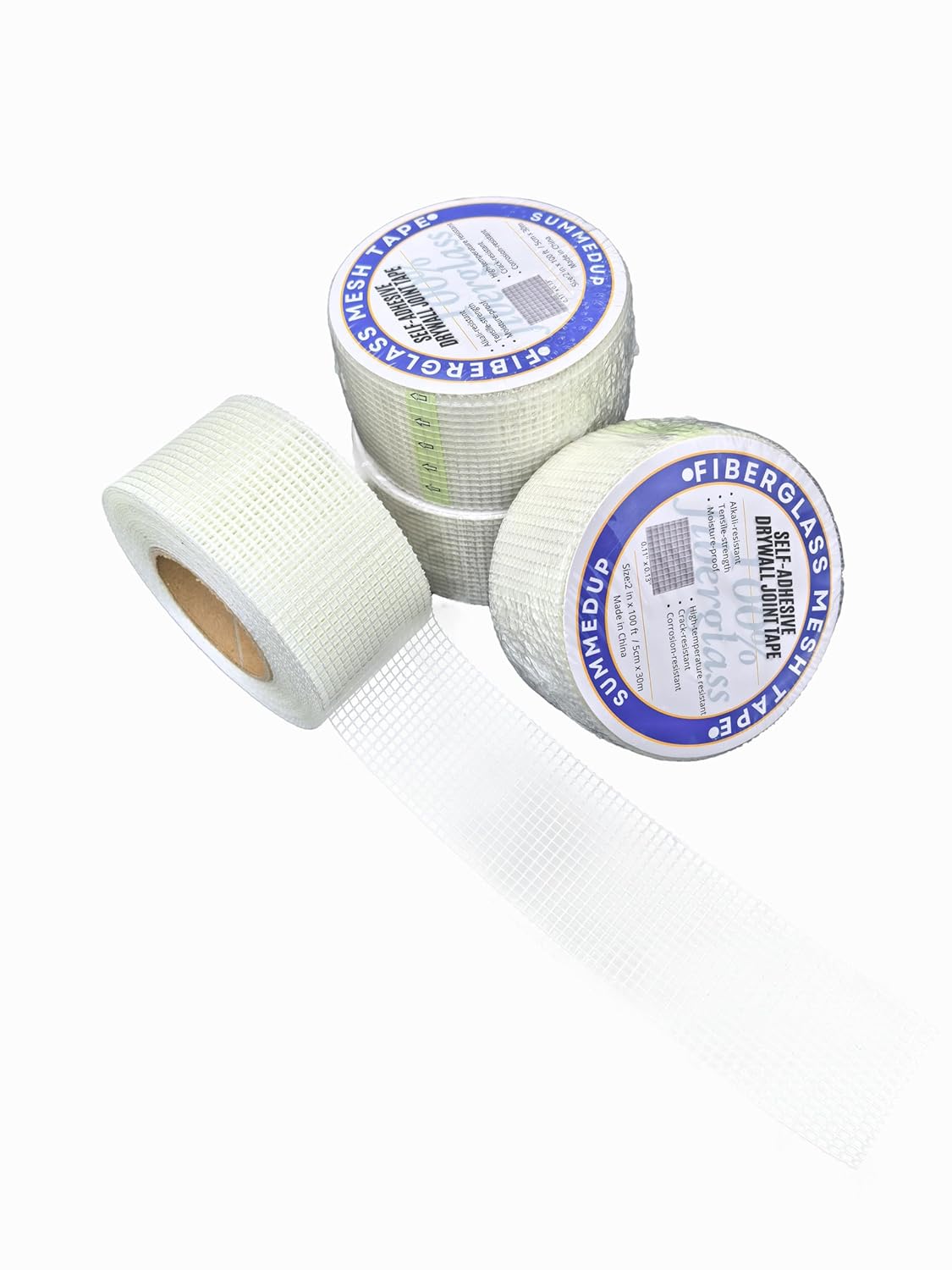 Drywall Repair Tape Fiberglass Mesh Self-Adhesive Drywall Joint Tape 2 in x 100 FT for Wall Crack and Seam Patch Repair (2 Roll)