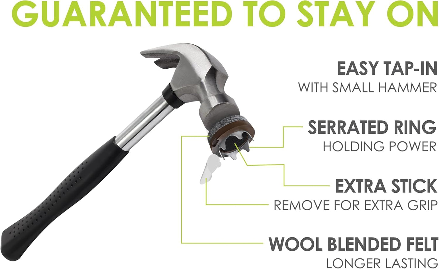 GorillaFelt Chair Leg Floor Protectors/Felt Chair Glides (Set of 16) Tap-On Felt Furniture Pads Guaranteed to Stay On, 1 Inch Round Chair Sliders