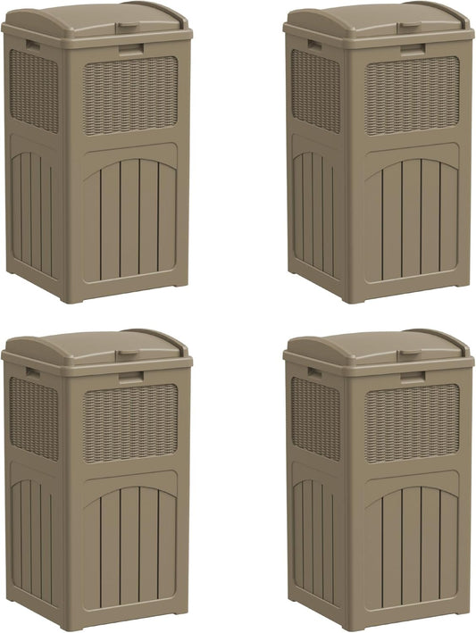 YESHOMY 4 Pack Outdoor Trash Can with Lid, Garbage Bins for Garden, Porch, Home and Kitchen, Coffee