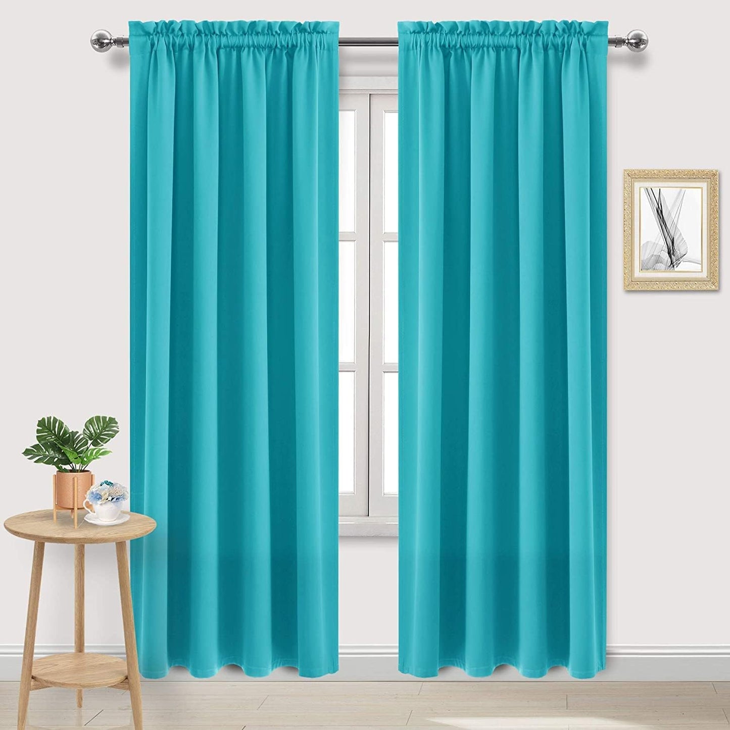 DWCN Insulated Blackout Curtains for Bedroom, Energy Saving Privacy Room Darkening Curtains for Living Room (W60 x L84 inch, Turquoise, Set of 2 Panels, Top of Rod Pocket)