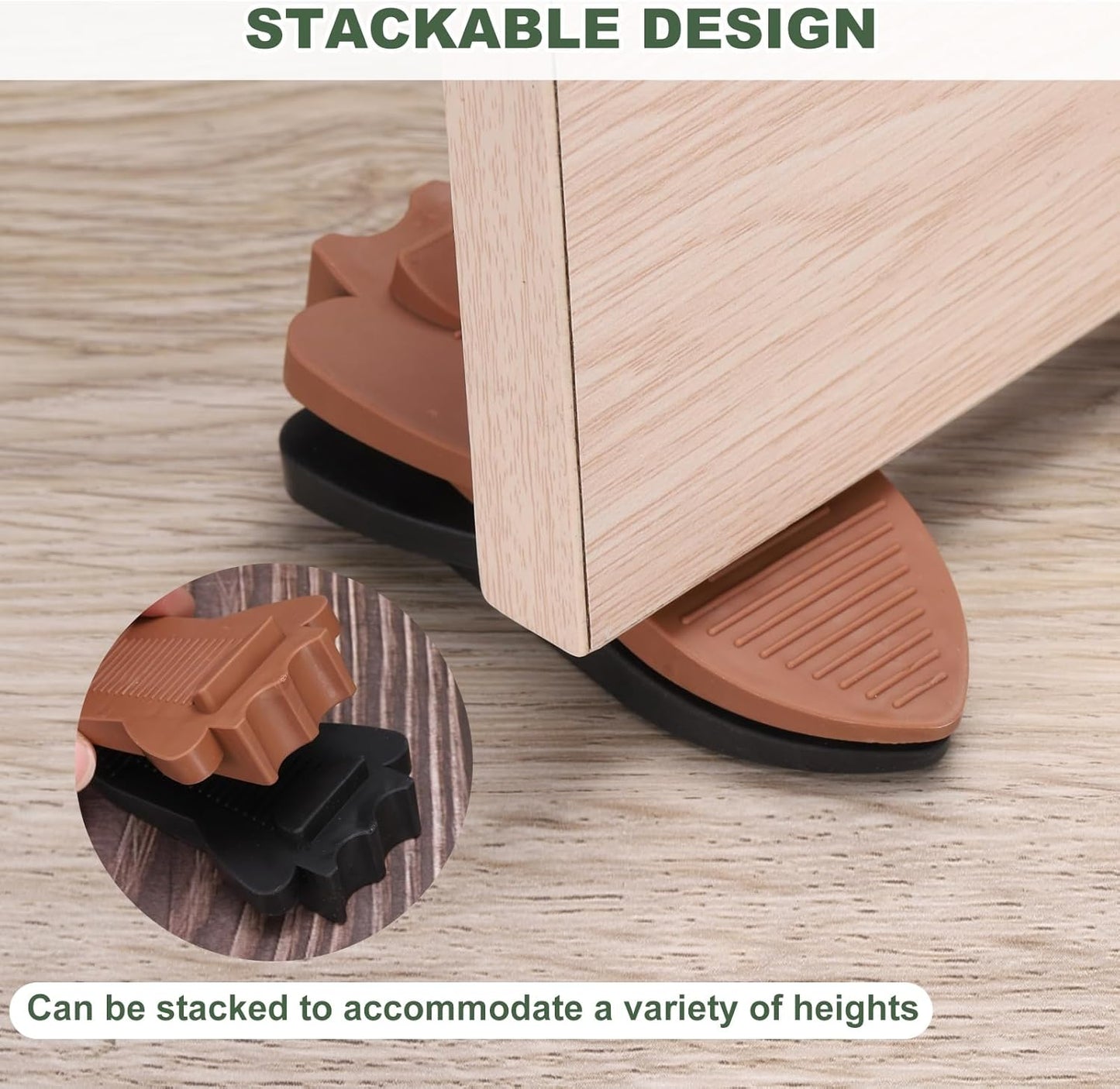 uxcell 2 Pcs Door Stoppers for Bottom of Door, Rubber Stackable Door Stopper Wedge Anti-Slip, 2.13 Inch, Coffee
