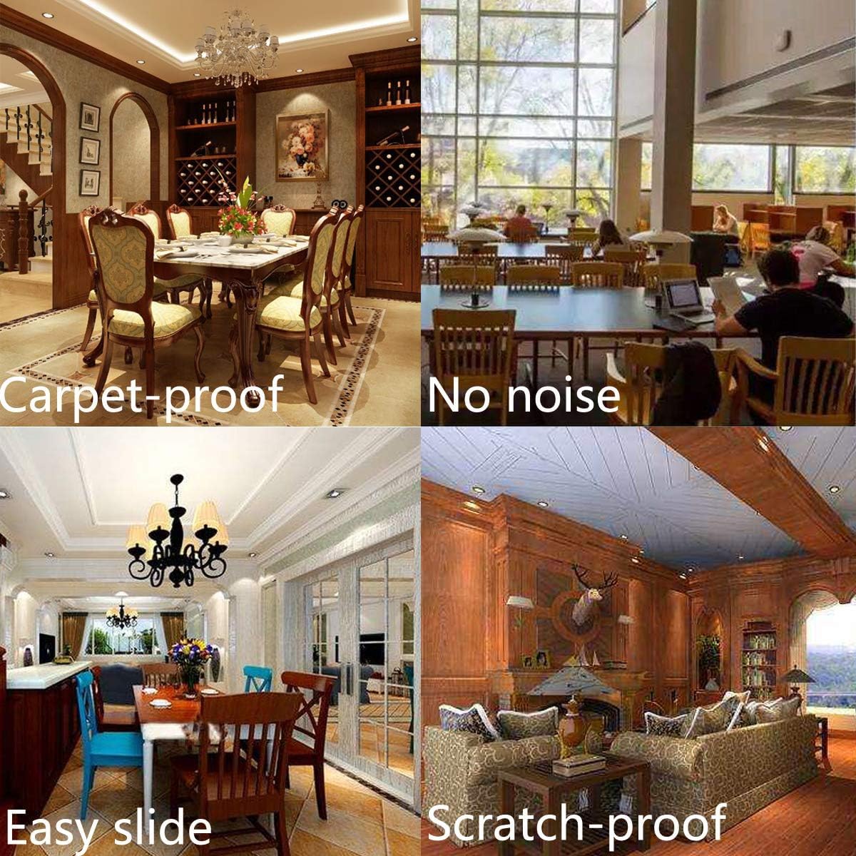 Furniture Glides Sliders-Furnigear PTFE (Teflon) Chair Leg Movers Sliders for Carpet and Hardwood Surface - Move Your Furniture Easy & Safely - Best Floor Protector (1 inch/Nail, Brown-40pack)