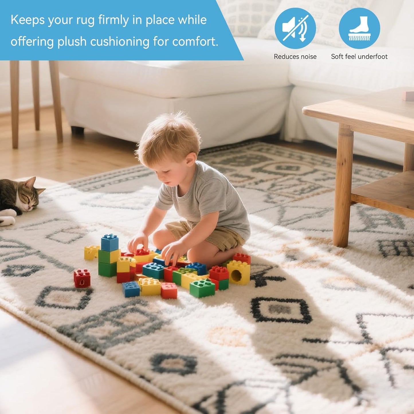 Warmstar 9x12 FT Non Slip Rug Pad,100% Waterproof Felt Rug Pad for Hardwood Floors,1/4” Thick Soft Carpet Pad with Natural Rubber Backing, Secure Grip & Floor Protection