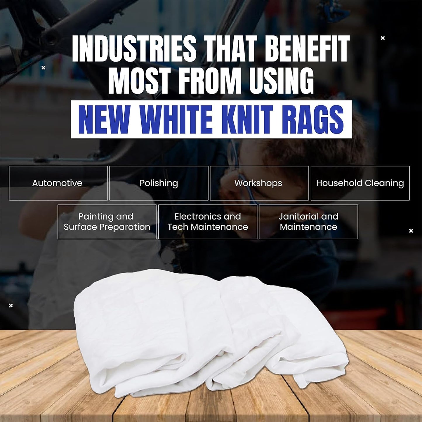 Premium White T-Shirt Cleaning Rags (5 lbs. Box) – White Cotton Rags for Cleaning, Staining, Painting, Oil, Grease & Dust Removal – Shop Rags Bulk for Multipurpose use