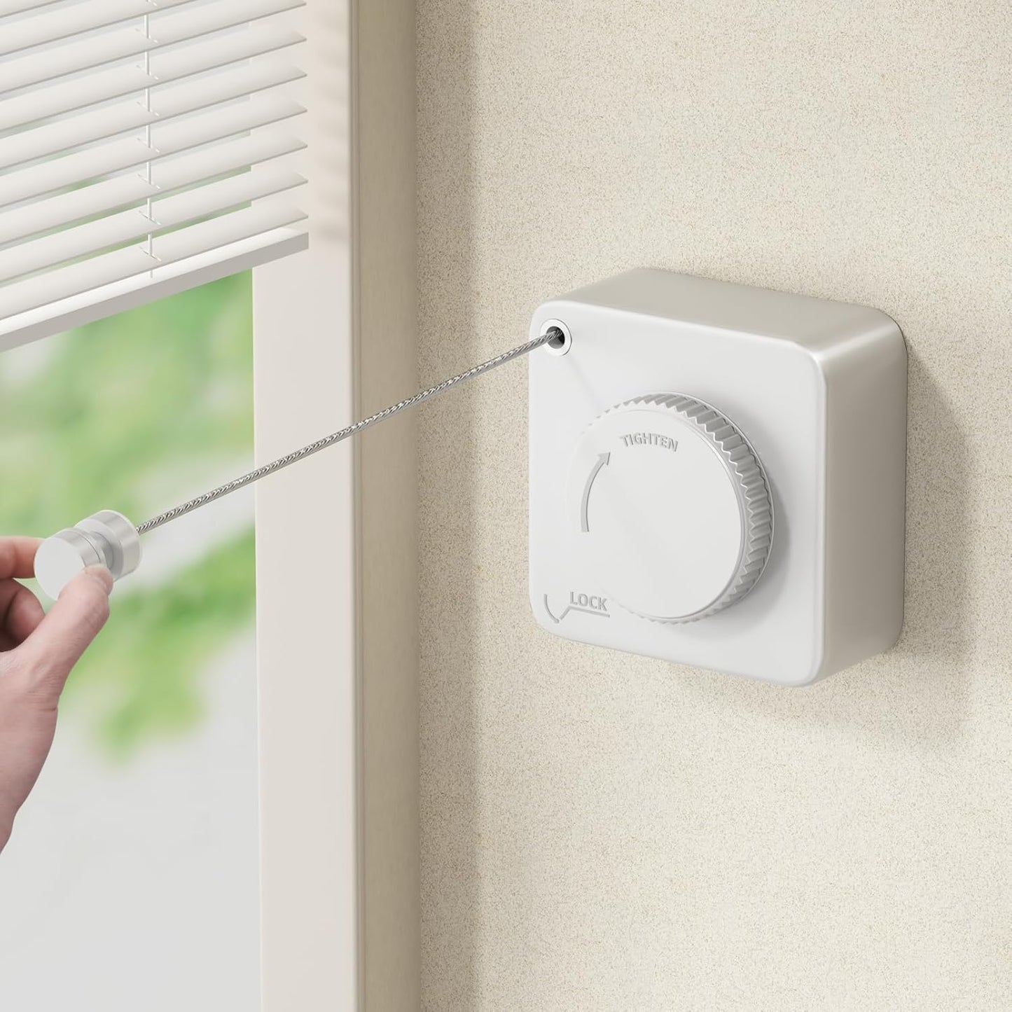 Retractable Clothesline Indoor, Non-Sagging Outdoor Clothes Line Retracting Heavy Duty Clothes Drying Laundry Line Wall Mounted Stainless Steel Line-15.1 Feets(Square-White)