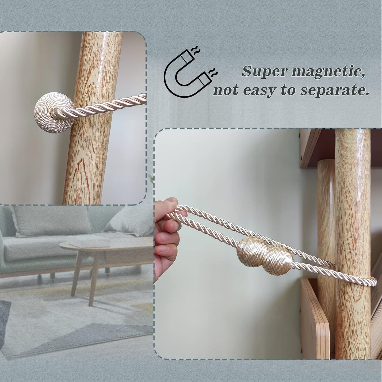 Hion Magnetic Curtain Tiebacks White 4 Pack, Curtain Tiebacks Buckles Holdbacks Holders Hooks Clip for Home Bedroom Office Decorative Thick or Thin Curtain