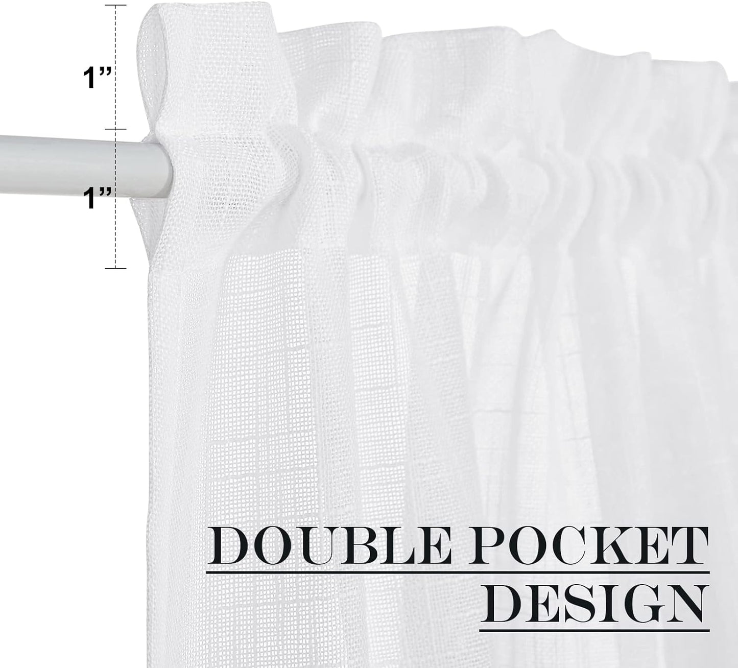 NICETOWN White Sheer Curtains for French Front Door, Short Curtains for Small Window, Sidelight Thermal Insulated Door Side Window Covering, W26 x L64, 1 Panel