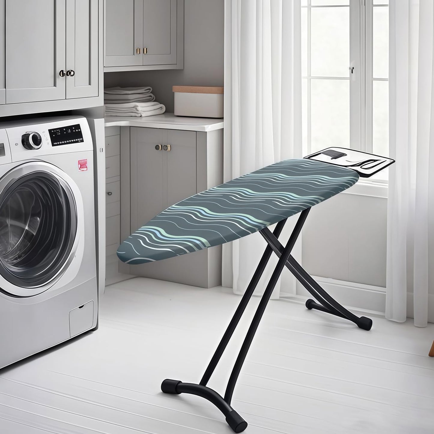 Ironing Board Cover with Two 5MM Thick Feltpads,13"x43"Heat Resistant Replacement Ironing Board Cover and Pad,Fits Standard Ironing Boards,Durability and Easy to Install