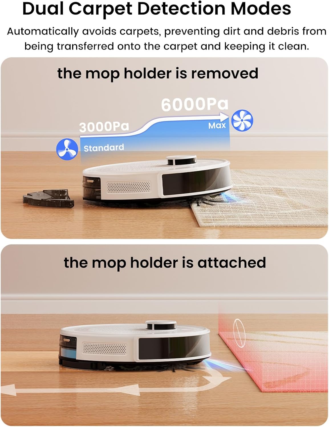 Lefant M2L Plus LiDAR Robot Vacuum and Mop, 190° PSD Obstacle Avoidance, 6000Pa Strong Suction, 45-Day Capacity, Multi-Floor Mapping, 130 Min Runtime, WiFi/Alexa/APP/iWatch