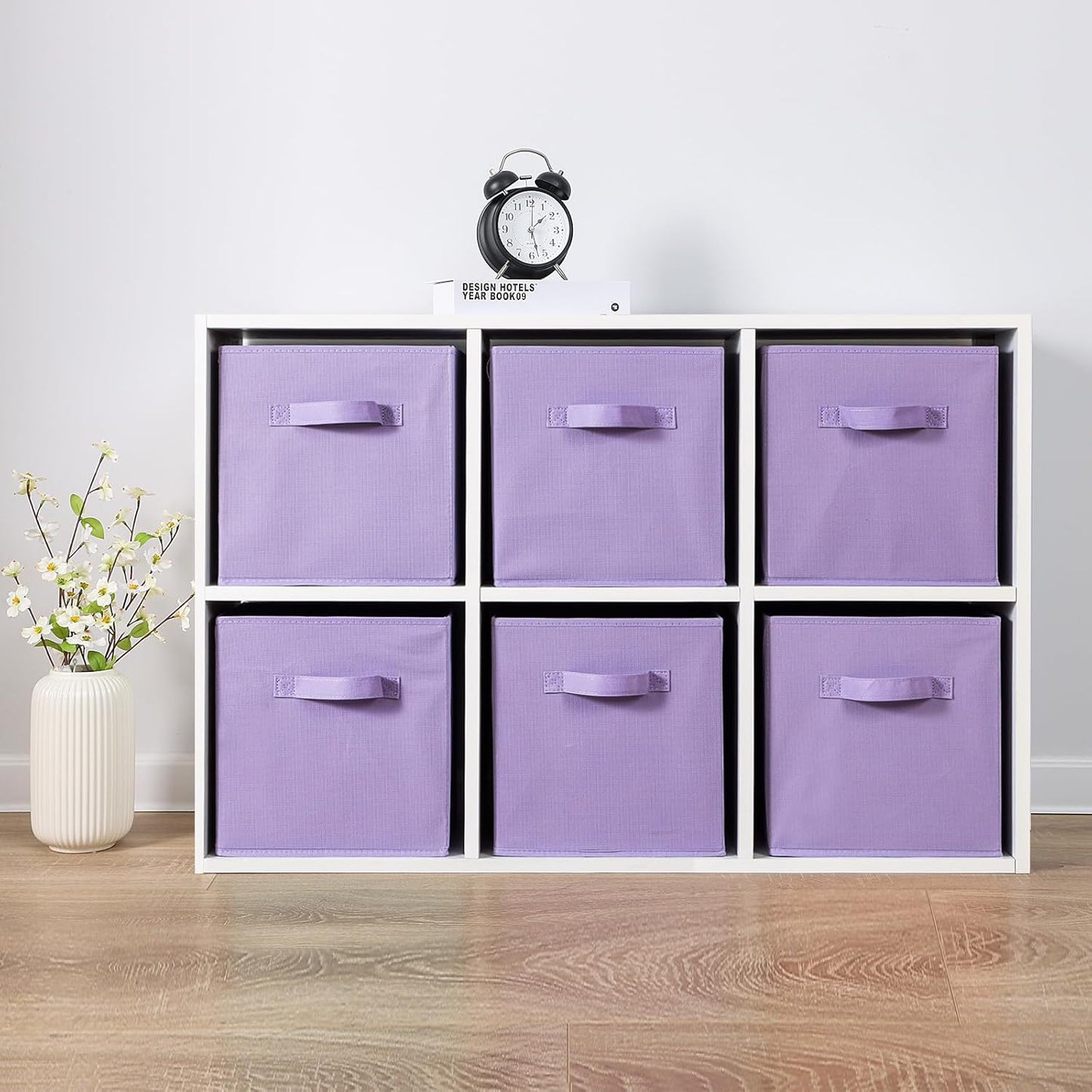 Stero 13x13x13 Inch Fabric Storage Bins 6 Pack Fun Colored Durable Storage Cubes with Handles Foldable Cube Baskets for Home, Kids Room, Closet and Toys Organization Purple