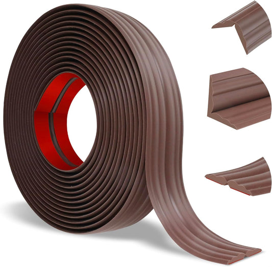 Wall Corner Protector Peel and Stick Corner Trim Molding Flexible Inside & Outside Wall Edge Guard Self Adhesive Moulding Trim for Edge Use, Brown, 0.8” W x 10’ L