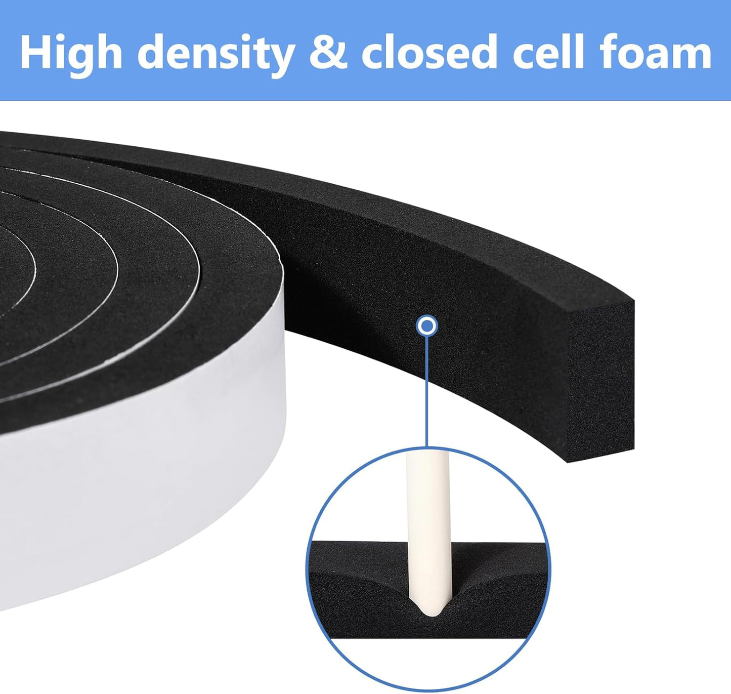 Weather Stripping Door Seal Strip (4/5 Inch X 1/16 Inch X 32Feet), Strong Adhesive, Lightproof, Soundproof, Weatherproof Foam Tape Insulation for Sliding Door, Front Door Frame, Windows- Black