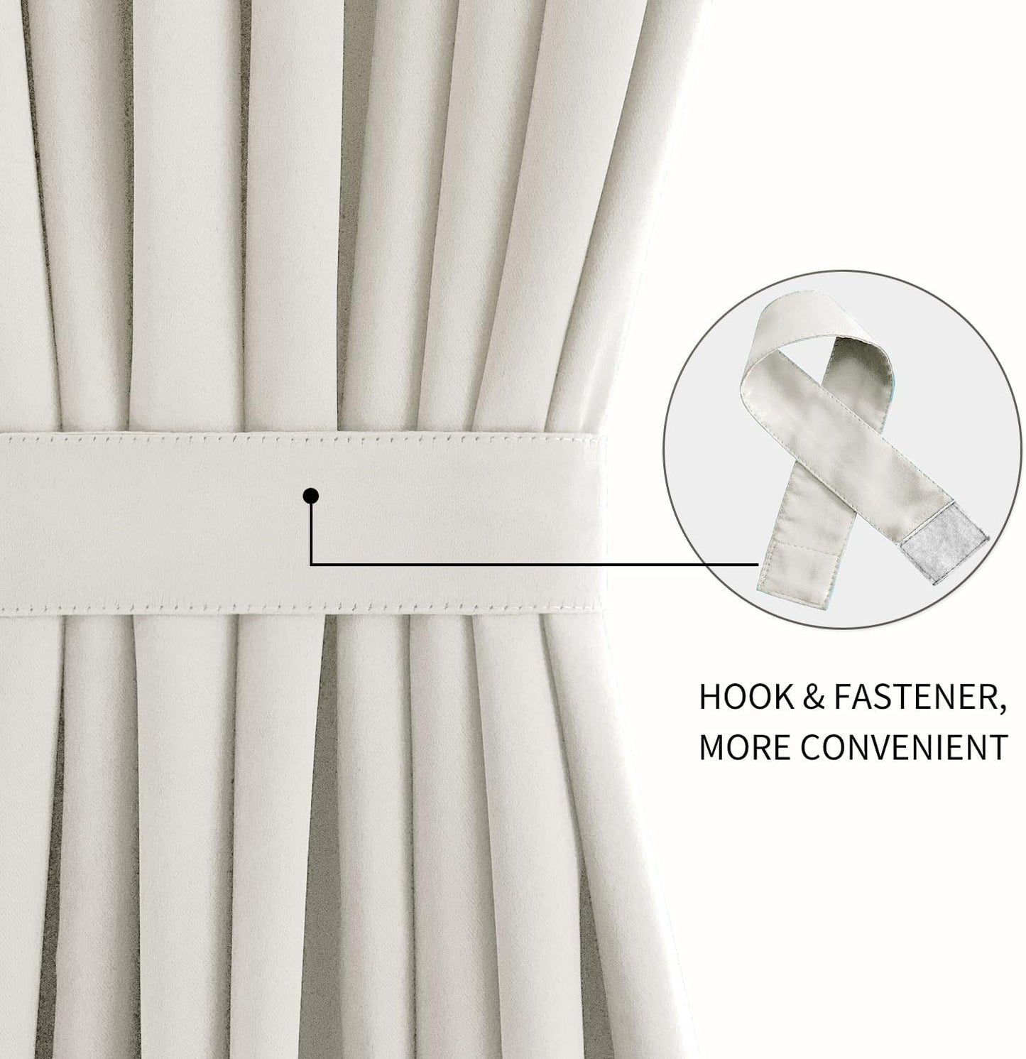 DWCN French Door Curtains Rod Pocket Thermal Blackout Curtain for Glass Windows, Kitchen and Patio Doors for Privacy, 54 X 40 Inches Long, 1 Curtain Panel with Tieback, Ivory