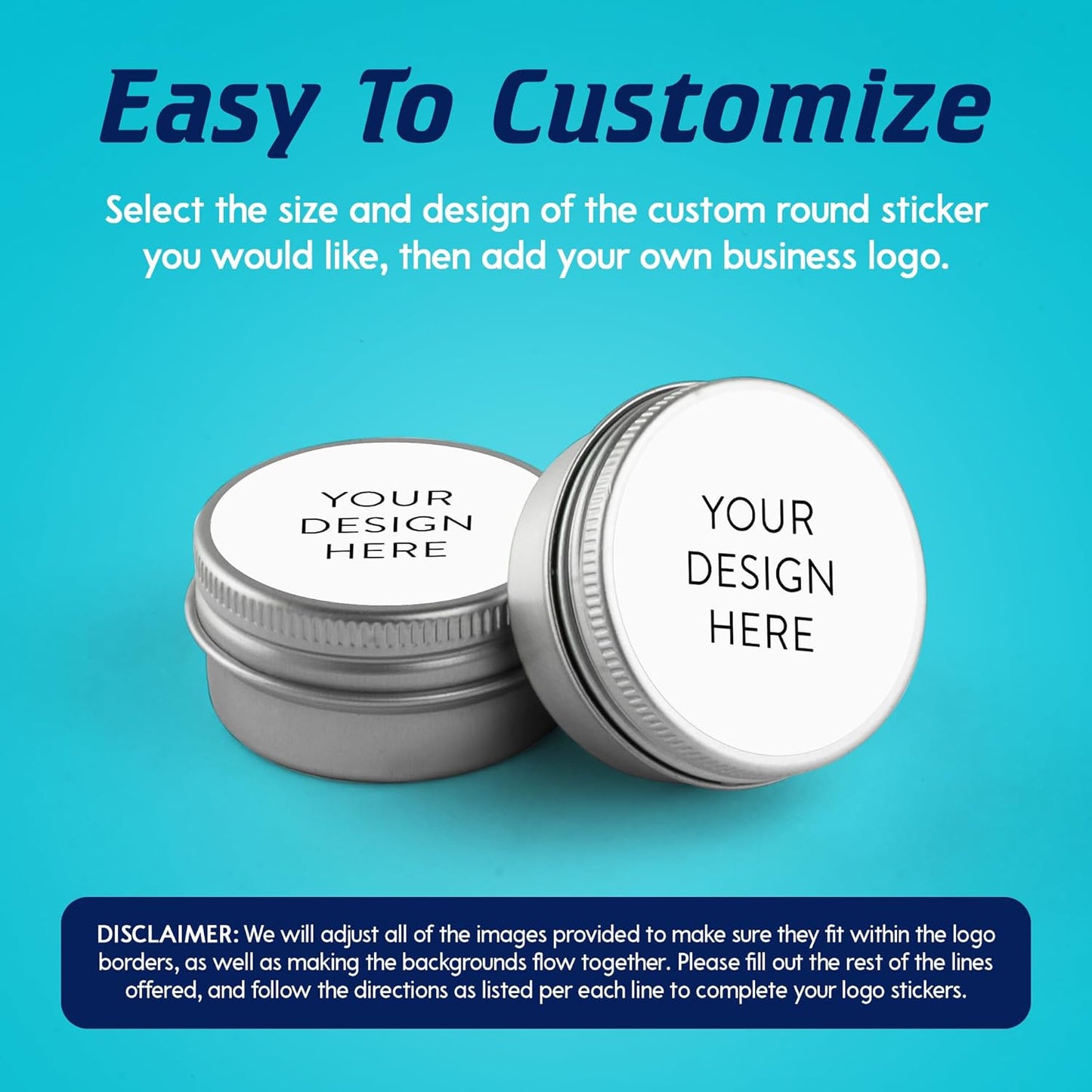 100 Custom Vinyl Stickers - Upload Your own Image, Text, Design, Logo - Personalized Logo Labels for Handmade, Packaging, Bottle, Jars, Candle, Brand Stickers (White, 5x5)