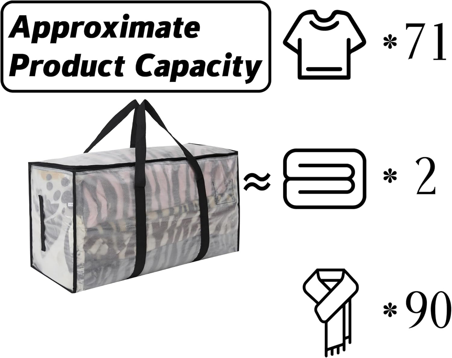 Heavy Duty 93L (24.5 Gallon) Stackable Storage Bins with Fully Openable Lids, Moving Bags Heavy Duty, Clear Plastic Totes for Moving Storage, Home Organization, Closet, Dorm Room. 2 Pack