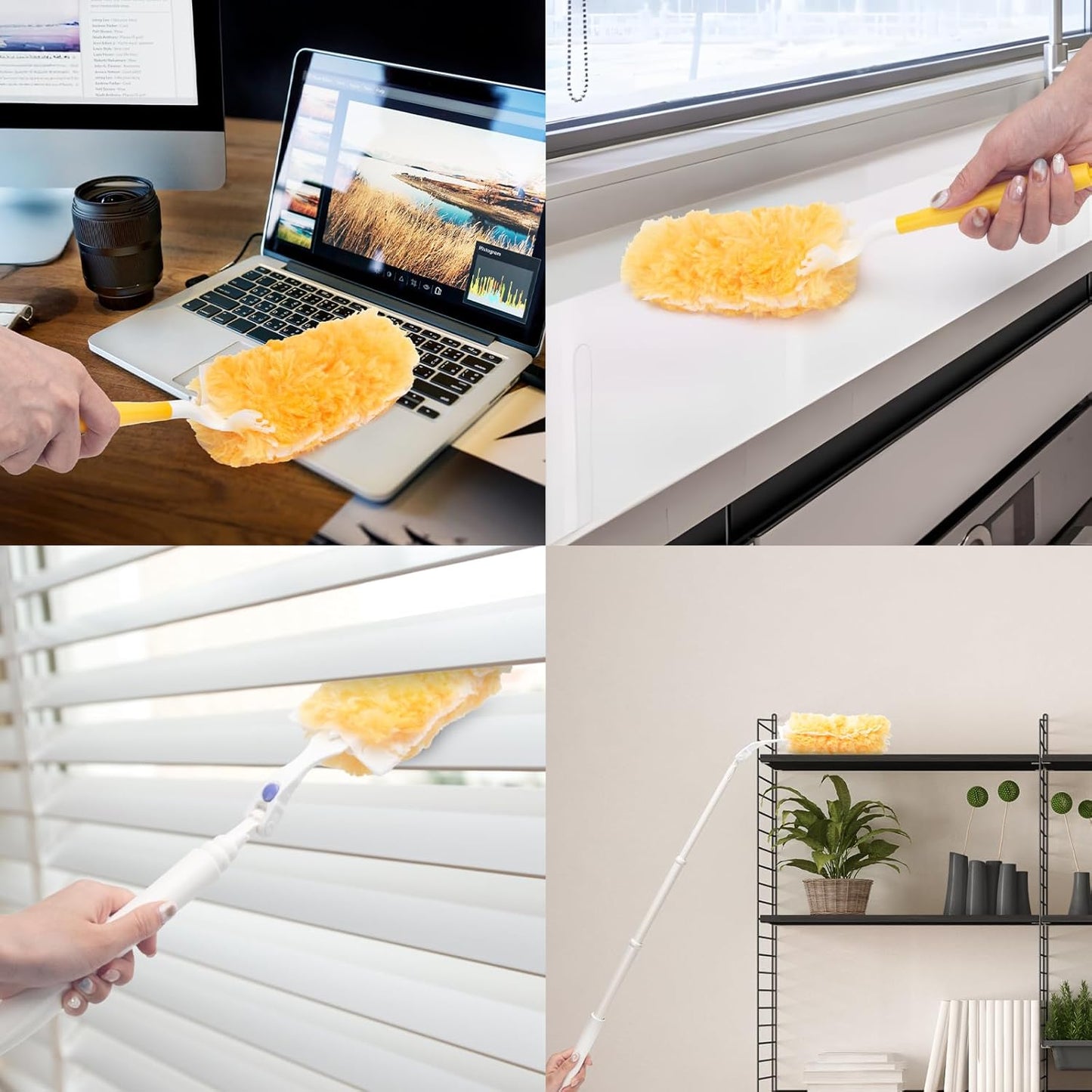 KeFanta 360° Heavy Duty Duster Refills Compatible with Swiffer Duster, Disposable Dusting Kit for Cleaning, 1 Extended Handle, 1 Short Handle, 30 Refills